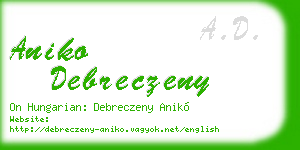 aniko debreczeny business card
